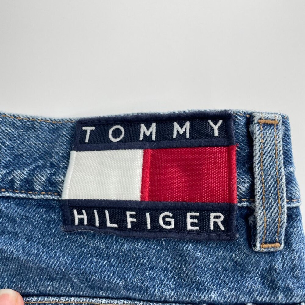 Vintage 90s Tommy Hilfiger Baggy Blue Jeans Mens Size 33 x 30 Streetwear Logo - Picture 11 of 12